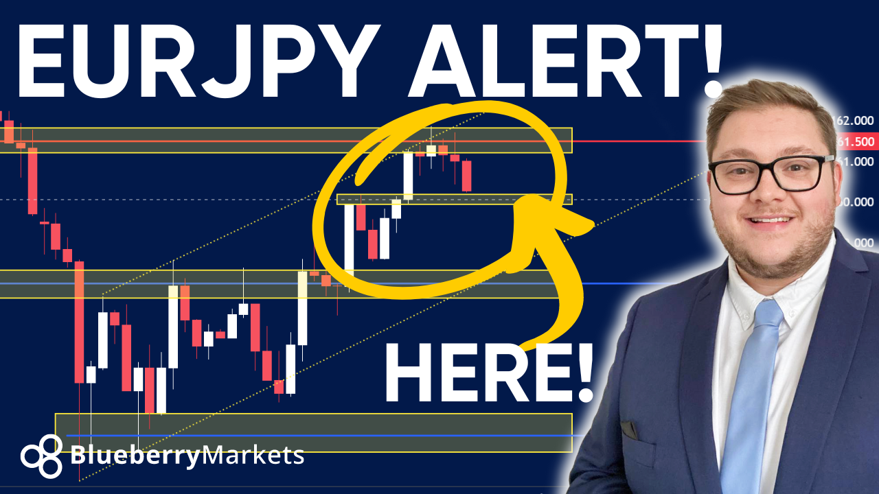 EURJPY alert image with price action trading indicators, illustrating "EURJPY What Next?"