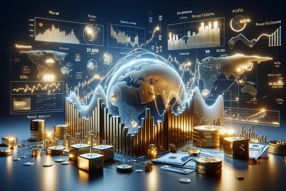 Visualization of a digital financial ecosystem featuring a glowing globe, graphs, and charts, illustrating the Beginner’s Guide to MQL5.