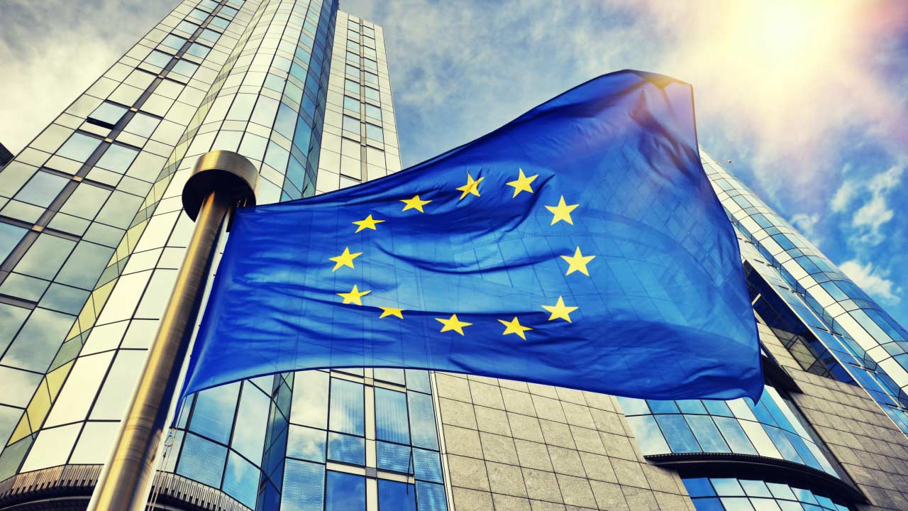 Top Financial Regulatory Bodies in Europe, illustrated by a blue European Union flag with yellow stars.