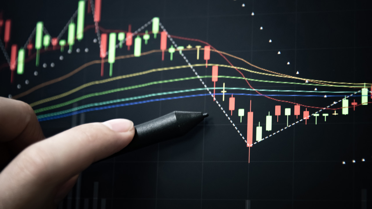 How to Use The Megaphone Trading Pattern – A trader analyzing a financial chart with a megaphone pattern, featuring candlestick formations, trend lines, and moving averages on a digital trading screen.