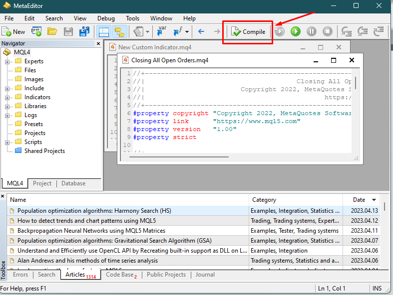 compile and download the  '.mq4' file