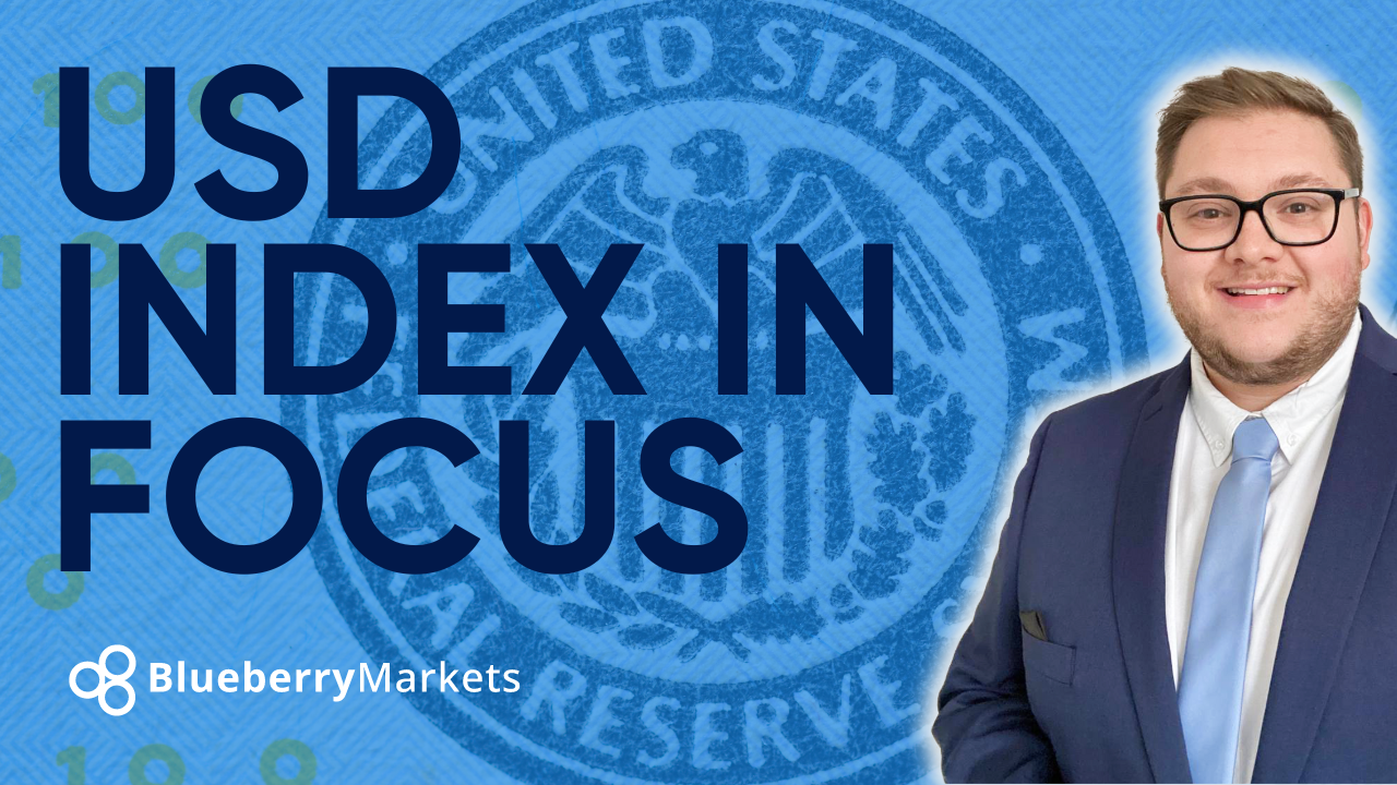 USD Index Key Levels, illustrated by an image of Jonathan Kibbler with the United States logo in the background and text focusing on the USD index.