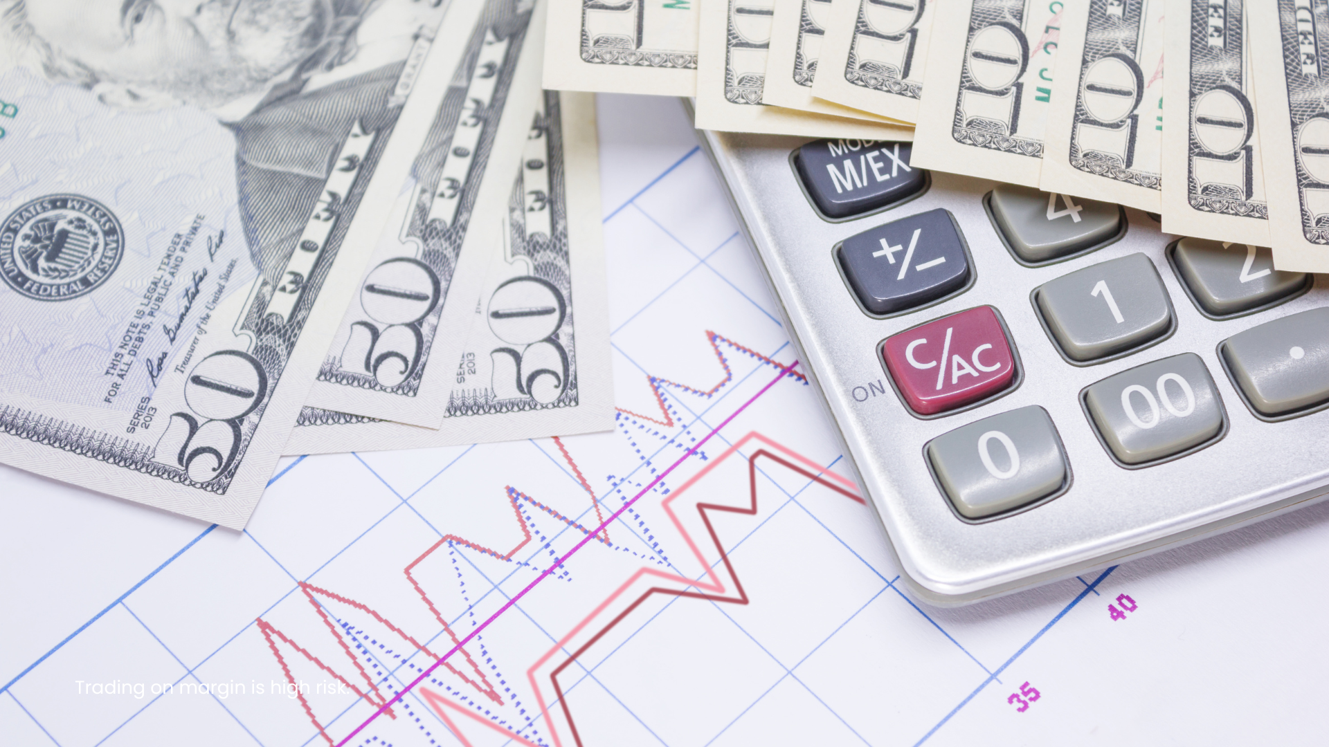 "USD to Range-Bound Amidst Central Bank Speculation, illustrated by a close-up of US dollar bills, a financial chart with red and blue lines, and a calculator symbolizing market analysis and trading sentiment."