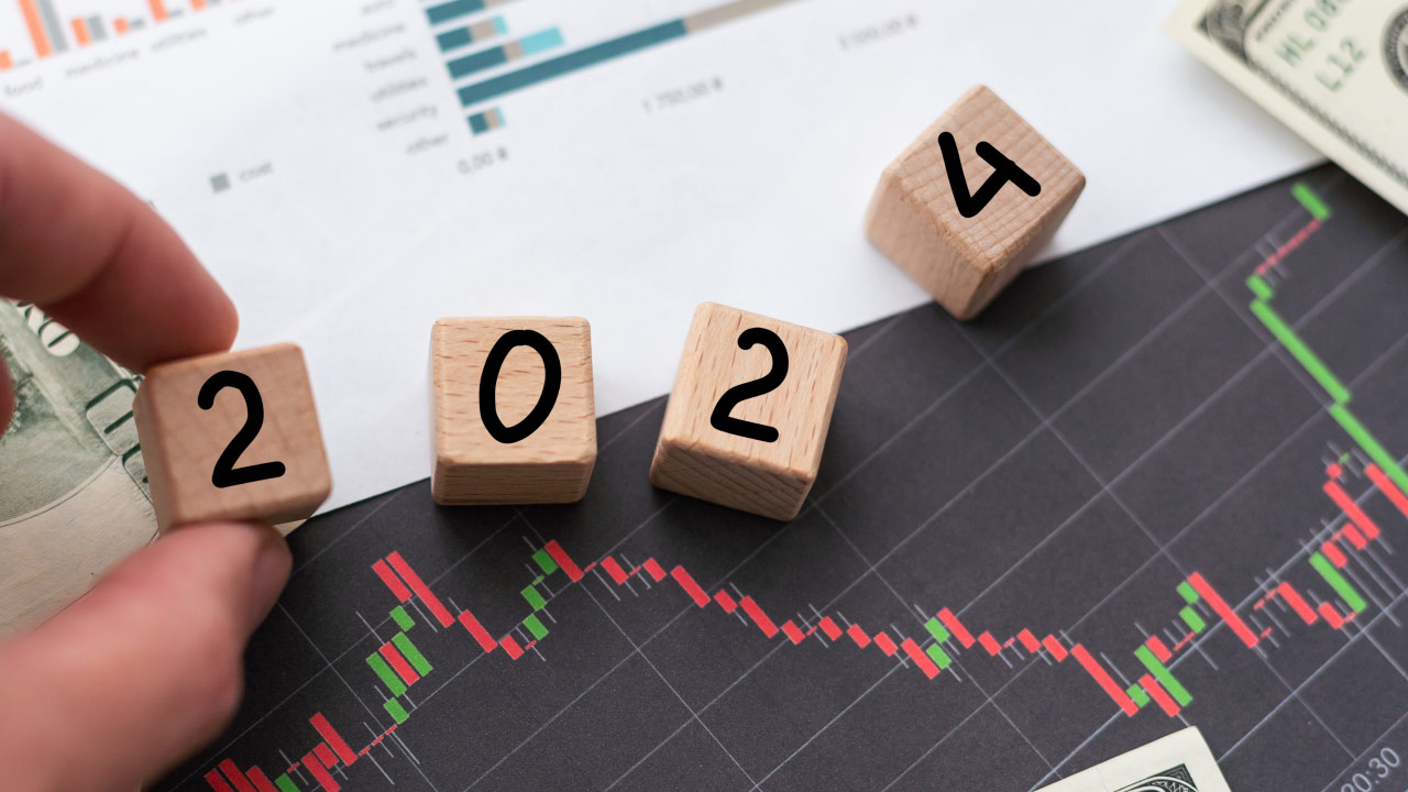 Wooden blocks displaying the numbers "2024," illustrating the forex economic calendar 2024 and what to watch