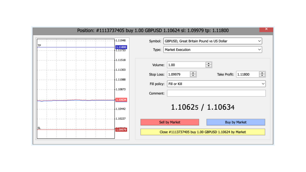 Utilise the one-click trading feature