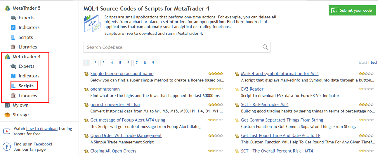 get or create scripts on MetaTader 4