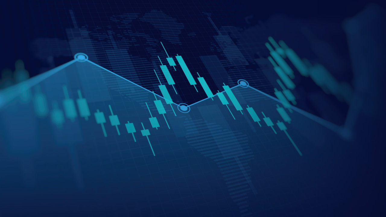 Harmonic Trading Patterns – A digital candlestick chart illustrating price movements with geometric patterns, commonly used in harmonic trading strategies for market analysis.