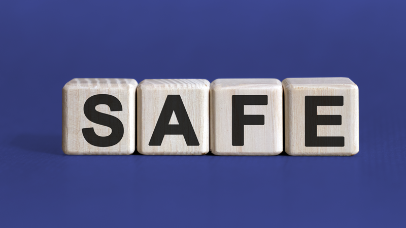 picture containing the words safe