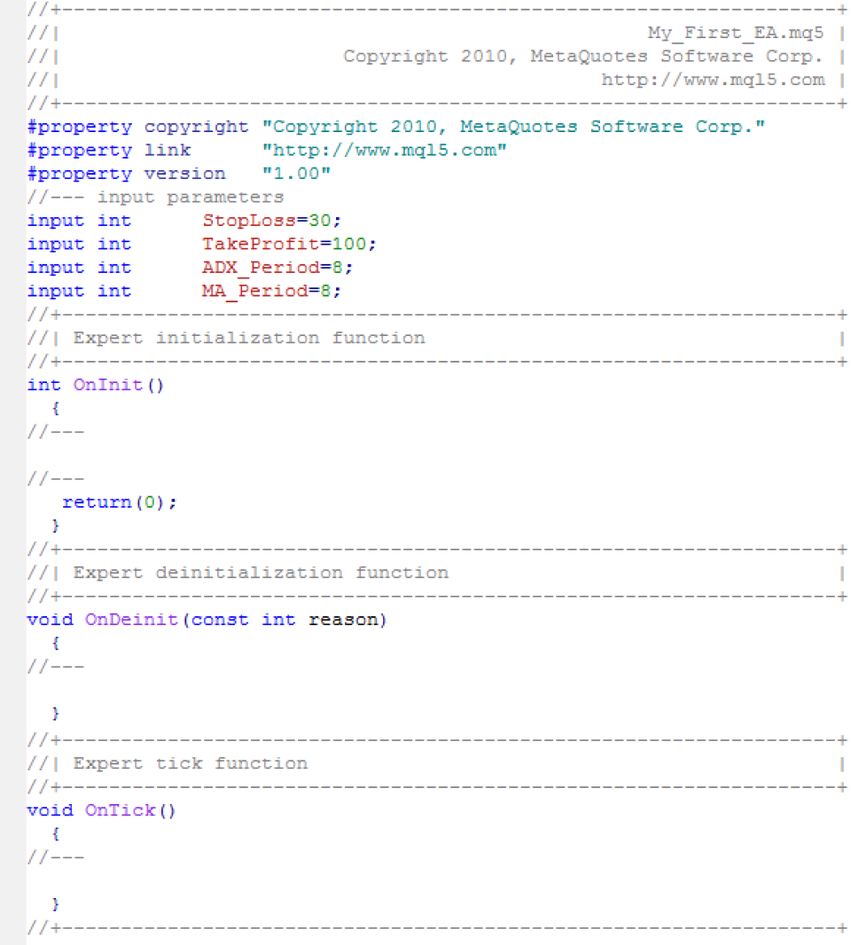 an MQL5 (MetaQuotes Language 5) script for an Expert Advisor (EA) in MetaTrader 5.