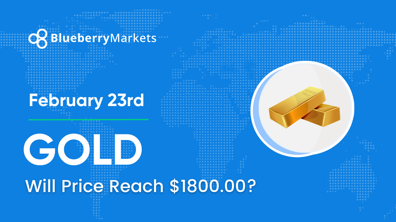 An image showing gold on a blue background, illustrating Forex Chart of the Day: is gold heading to \$1800.00?