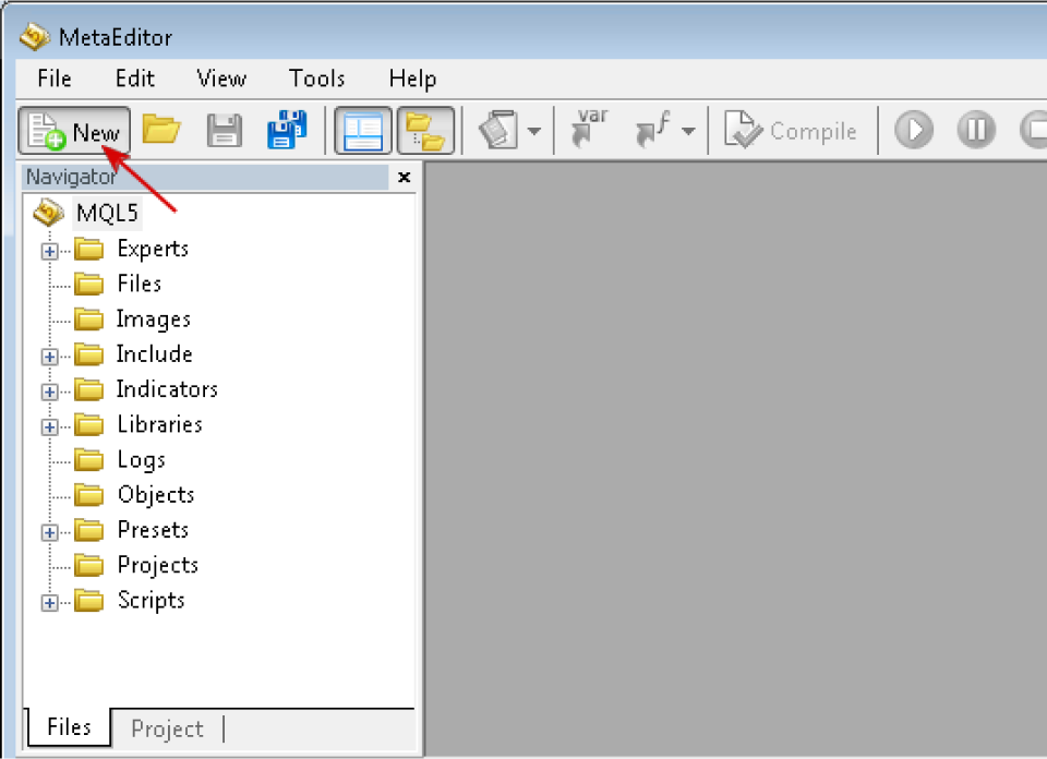 Create a New Project: Click the ‘New’ button (Ctrl+N).