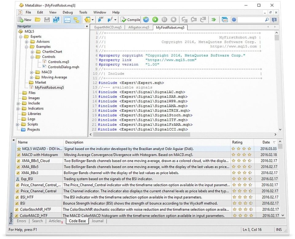 MetaEditor is typically bundled with MetaTrader 5.