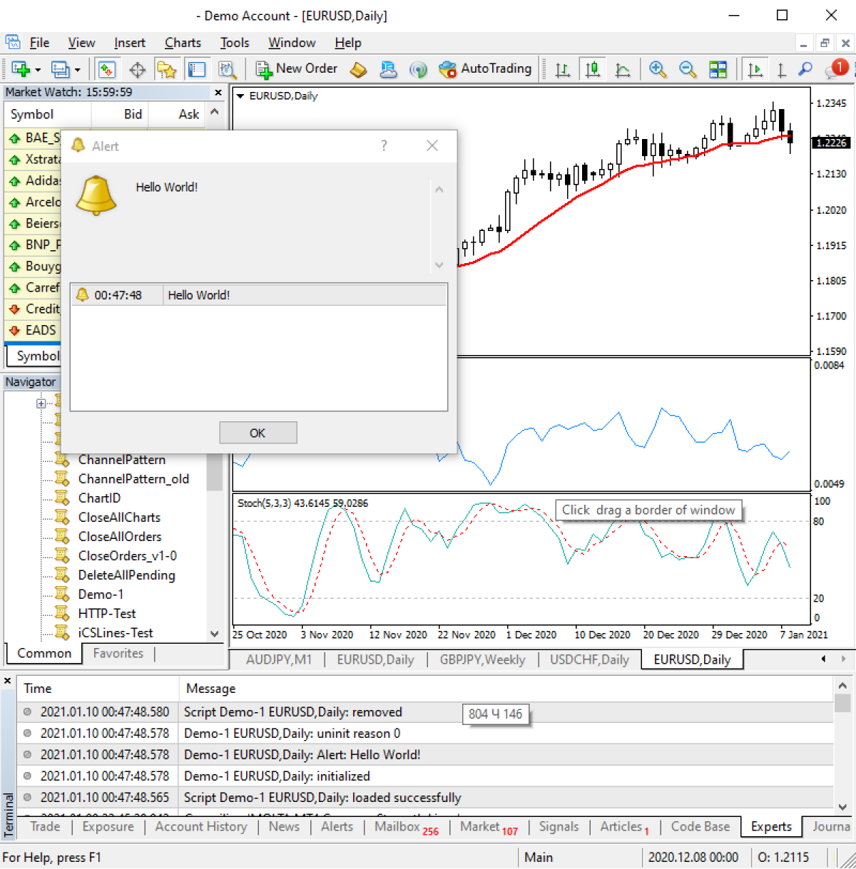opening a chart in MetaTrader 4