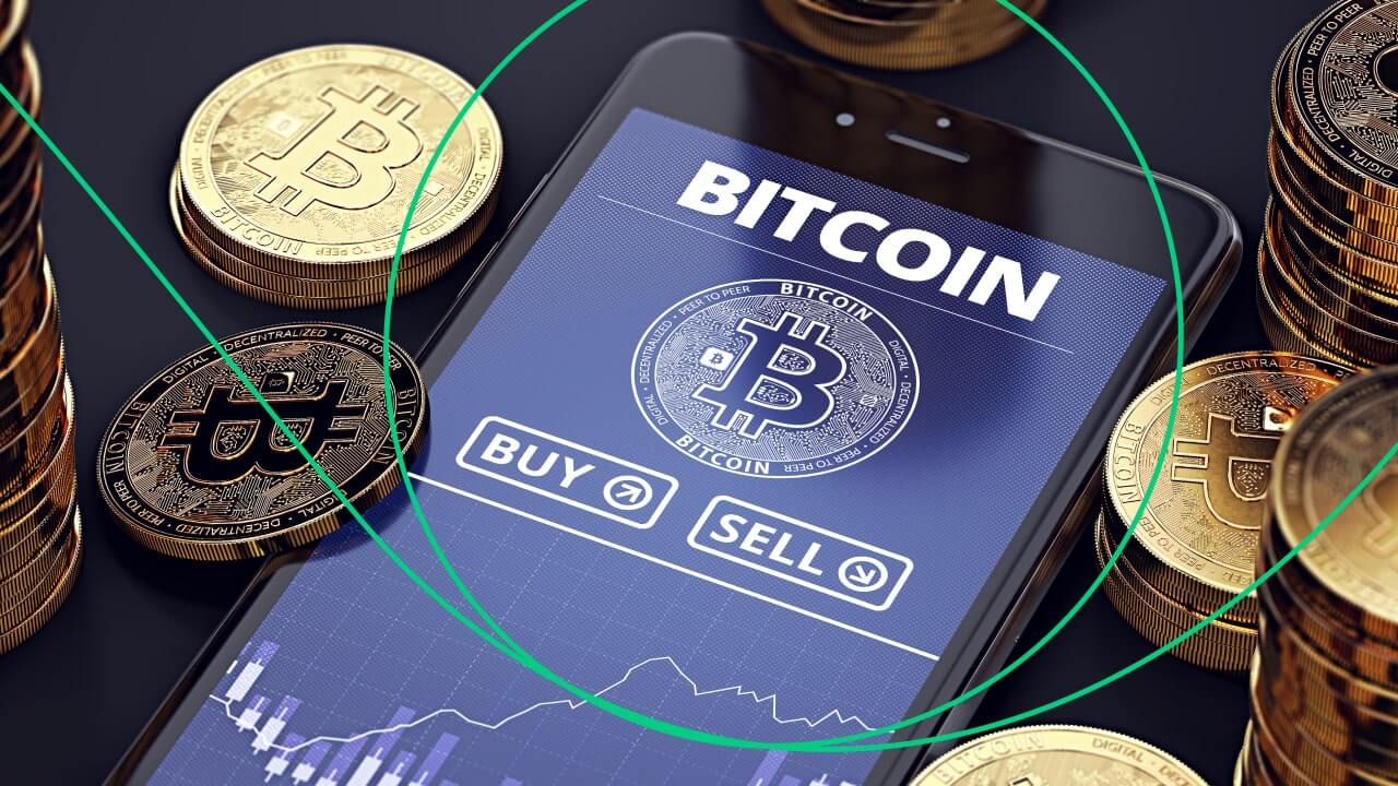 Mobile phone displaying trading Bitcoin, illustrating the concept of What is Bitcoin and How Do You Trade It.