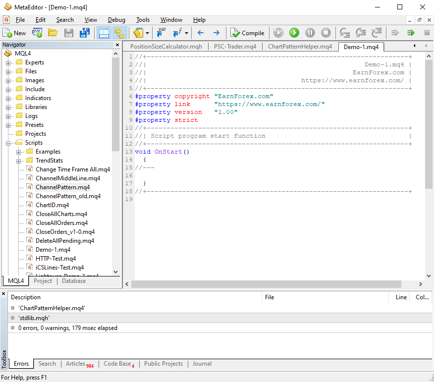 actual script code