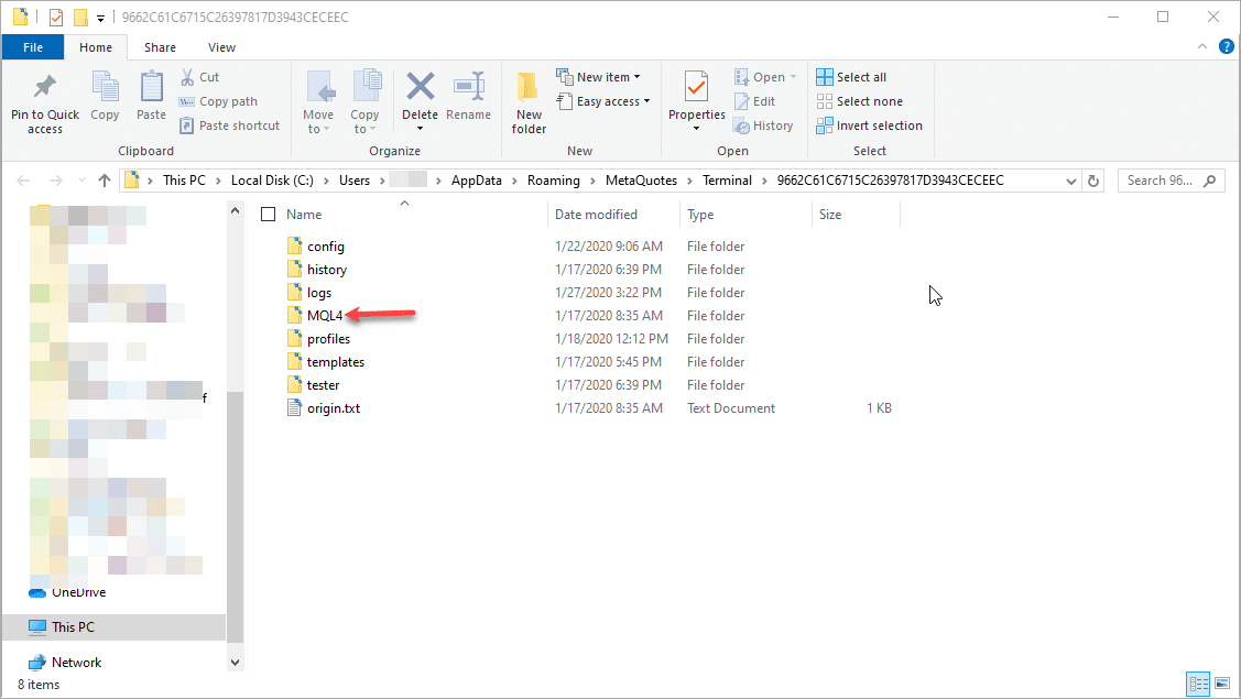 indicator subfolder